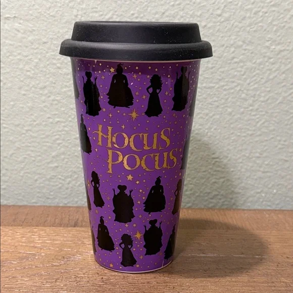 New Disney Hocus Pocus Stoneware Purple & Black Travel Mug - Picture 1 of 6